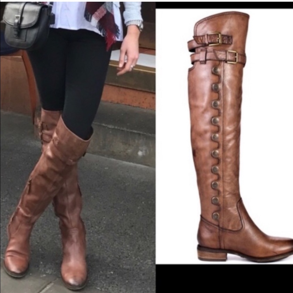 Sam Edelman Pierce Whiskey Boots Leather Long Brown Wsky Knee High Riding boots